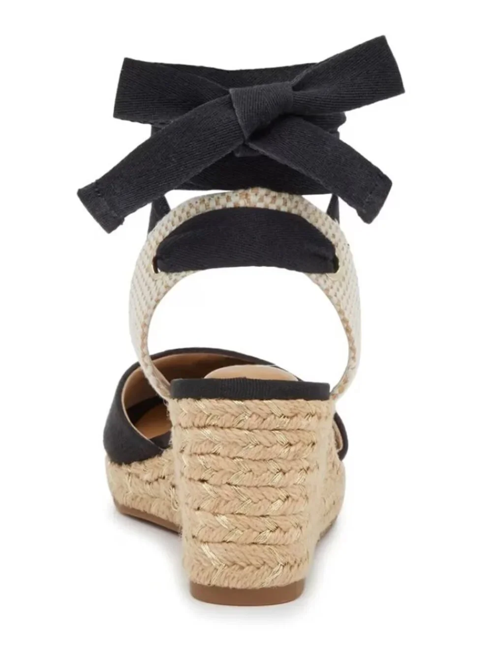 KELLY&KATIE Black Goldie Espadrille Wedge Sandal Round Toe W/straps Goth Size 9